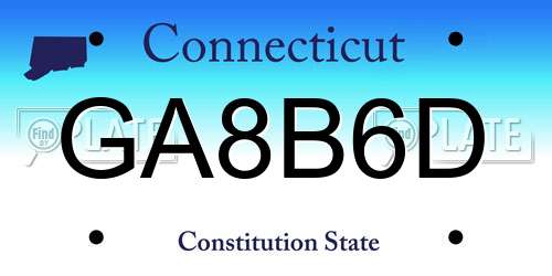GA8B6D Connecticut License Plate