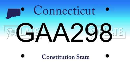 GAA298 Connecticut License Plate