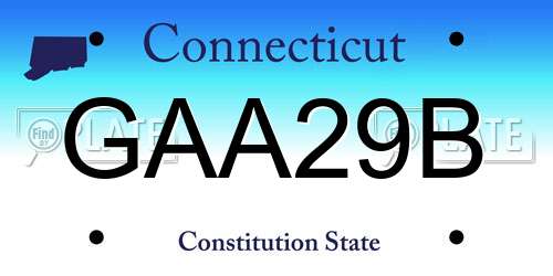 GAA29B Connecticut License Plate