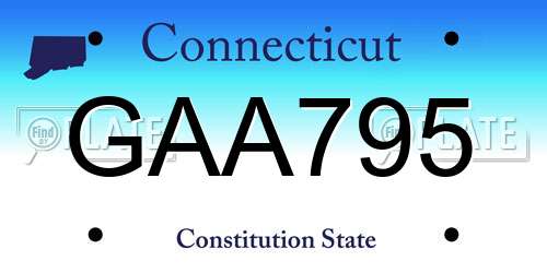 GAA795 Connecticut License Plate
