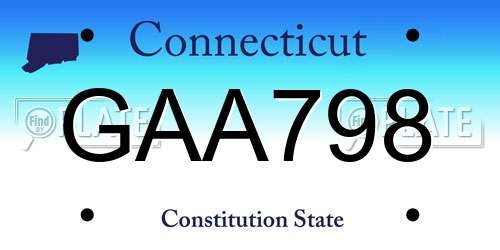 GAA798 Connecticut License Plate