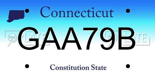 GAA79B Connecticut License Plate