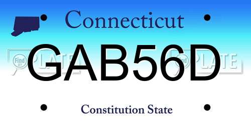 GAB56D Connecticut License Plate