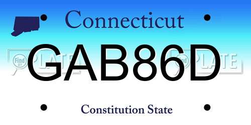 GAB86D Connecticut License Plate