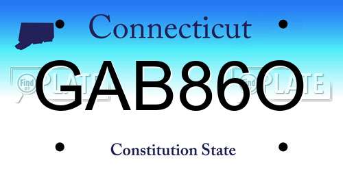 GAB86O Connecticut License Plate
