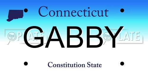 GABBY Connecticut License Plate
