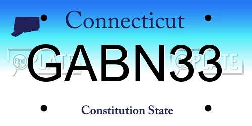 GABN33 Connecticut License Plate
