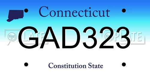 GAD323 Connecticut License Plate