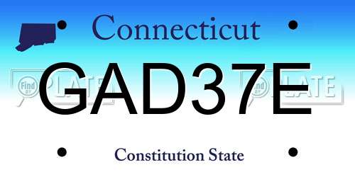 GAD37E Connecticut License Plate