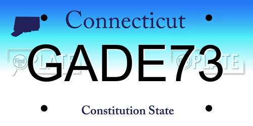 GADE73 Connecticut License Plate