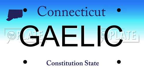 GAELIC Connecticut License Plate