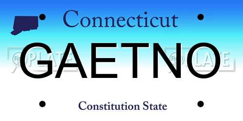 GAETNO Connecticut License Plate