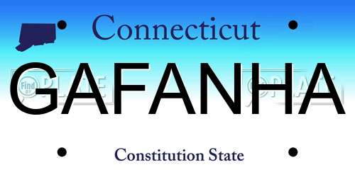 GAFANHA Connecticut License Plate