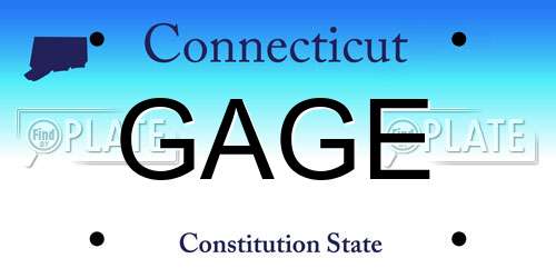 GAGE Connecticut License Plate