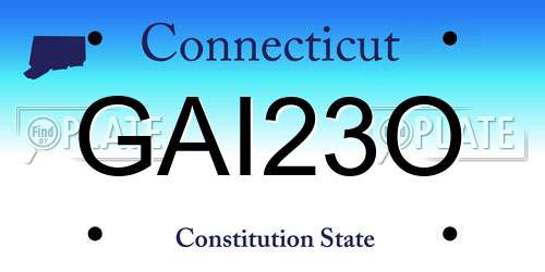 GAI23O Connecticut License Plate