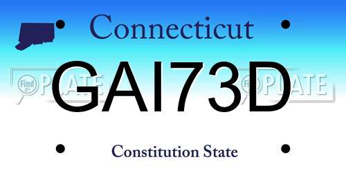 GAI73D Connecticut License Plate