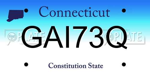 GAI73Q Connecticut License Plate
