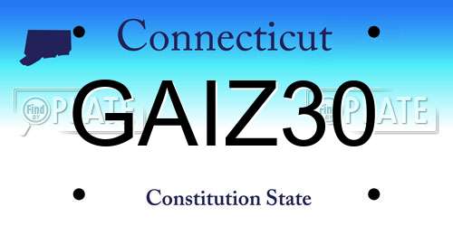 GAIZ30 Connecticut License Plate