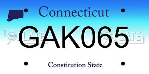 GAK065 Connecticut License Plate