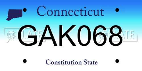GAK068 Connecticut License Plate