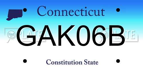 GAK06B Connecticut License Plate