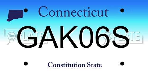 GAK06S Connecticut License Plate