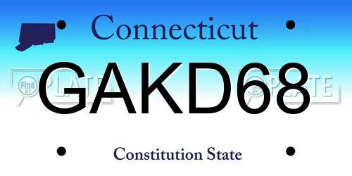 GAKD68 Connecticut License Plate