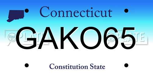 GAKO65 Connecticut License Plate
