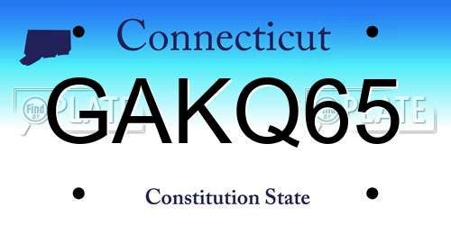 GAKQ65 Connecticut License Plate