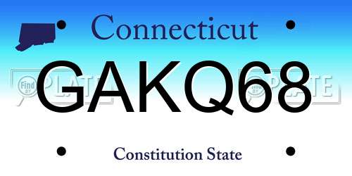 GAKQ68 Connecticut License Plate