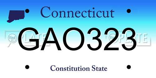 GAO323 Connecticut License Plate