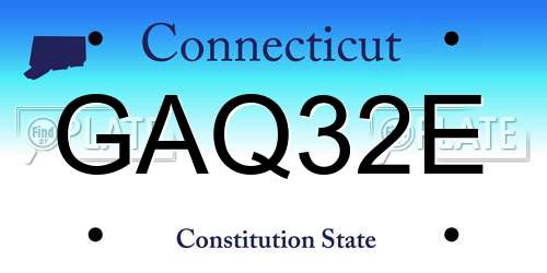 GAQ32E Connecticut License Plate