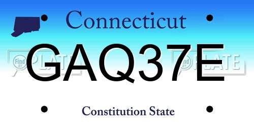 GAQ37E Connecticut License Plate
