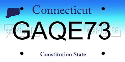 GAQE73 Connecticut License Plate