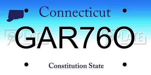 GAR76O Connecticut License Plate