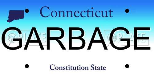GARBAGE Connecticut License Plate