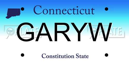 GARYW Connecticut License Plate