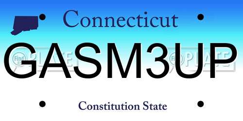 GASM3UP Connecticut License Plate