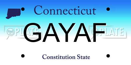 GAYAF Connecticut License Plate