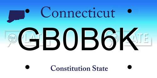 GB0B6K Connecticut License Plate
