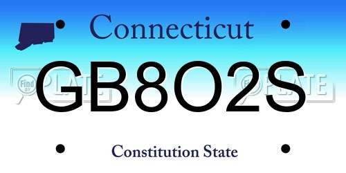 GB8O2S Connecticut License Plate