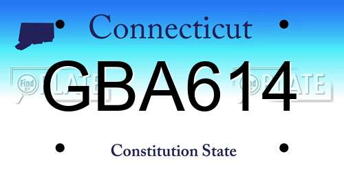GBA614 Connecticut License Plate