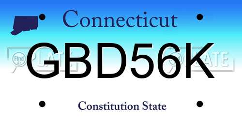 GBD56K Connecticut License Plate