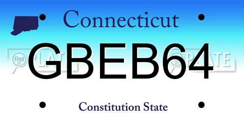 GBEB64 Connecticut License Plate