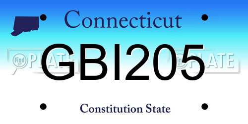 GBI205 Connecticut License Plate