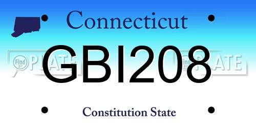 GBI208 Connecticut License Plate
