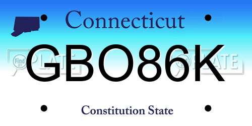 GBO86K Connecticut License Plate