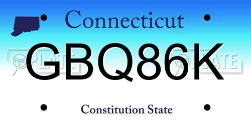 GBQ86K Connecticut License Plate