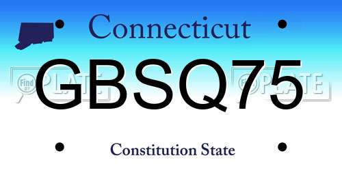 GBSQ75 Connecticut License Plate