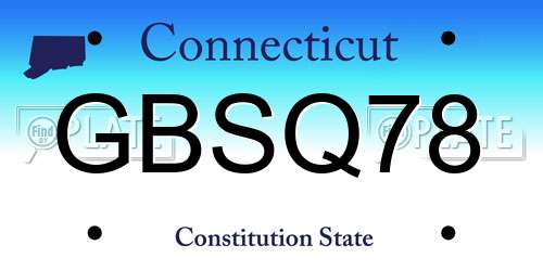 GBSQ78 Connecticut License Plate